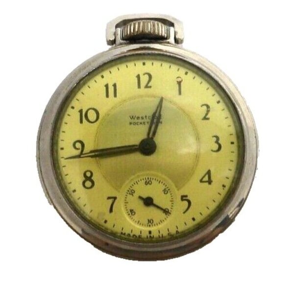 WESTCLOX Pocket Ben vintage analog wind up pocket watch approx 1 7/8" across USA - Picture 1 of 3